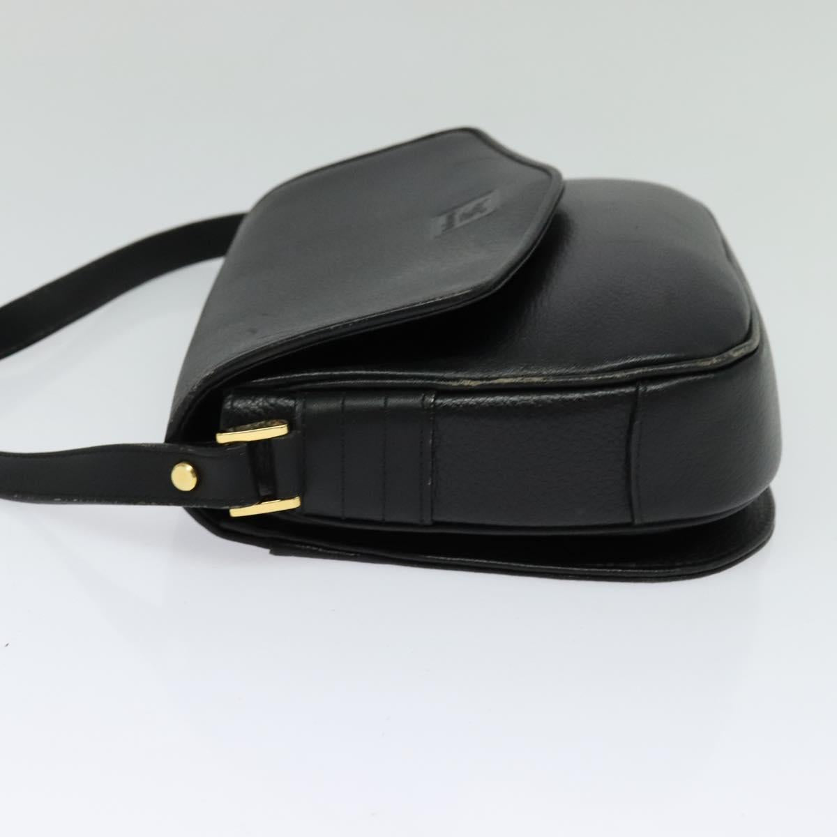 Burberrys Shoulder Bag Leather Black Gold Auth 124499