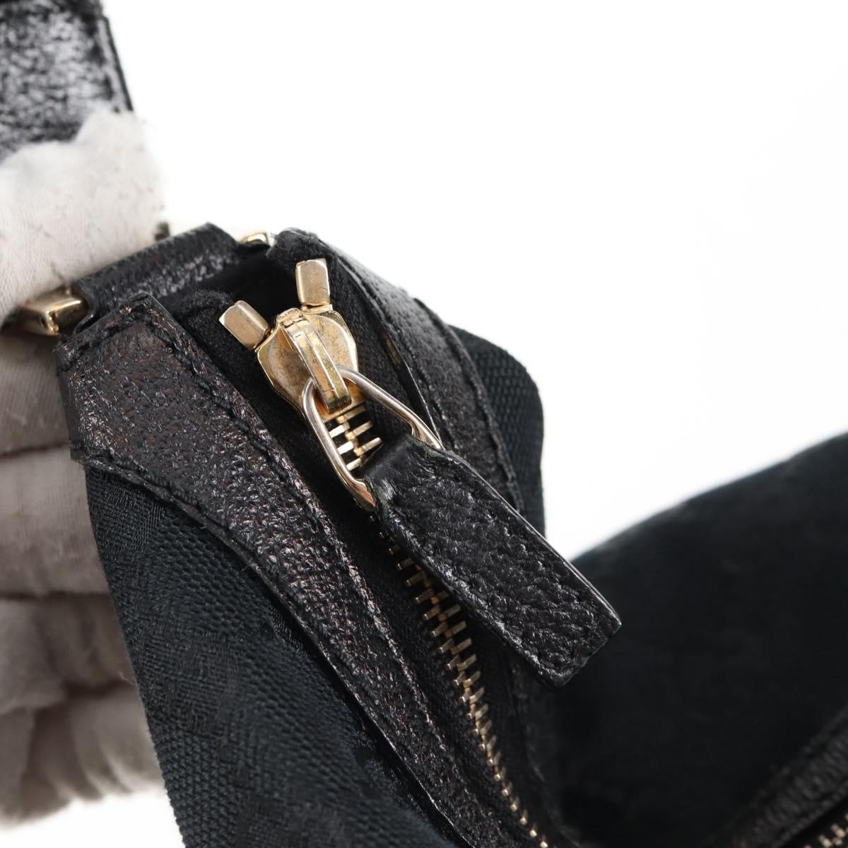 GUCCI GG Canvas Shoulder Bag Black Gold 146243 Auth 124500V