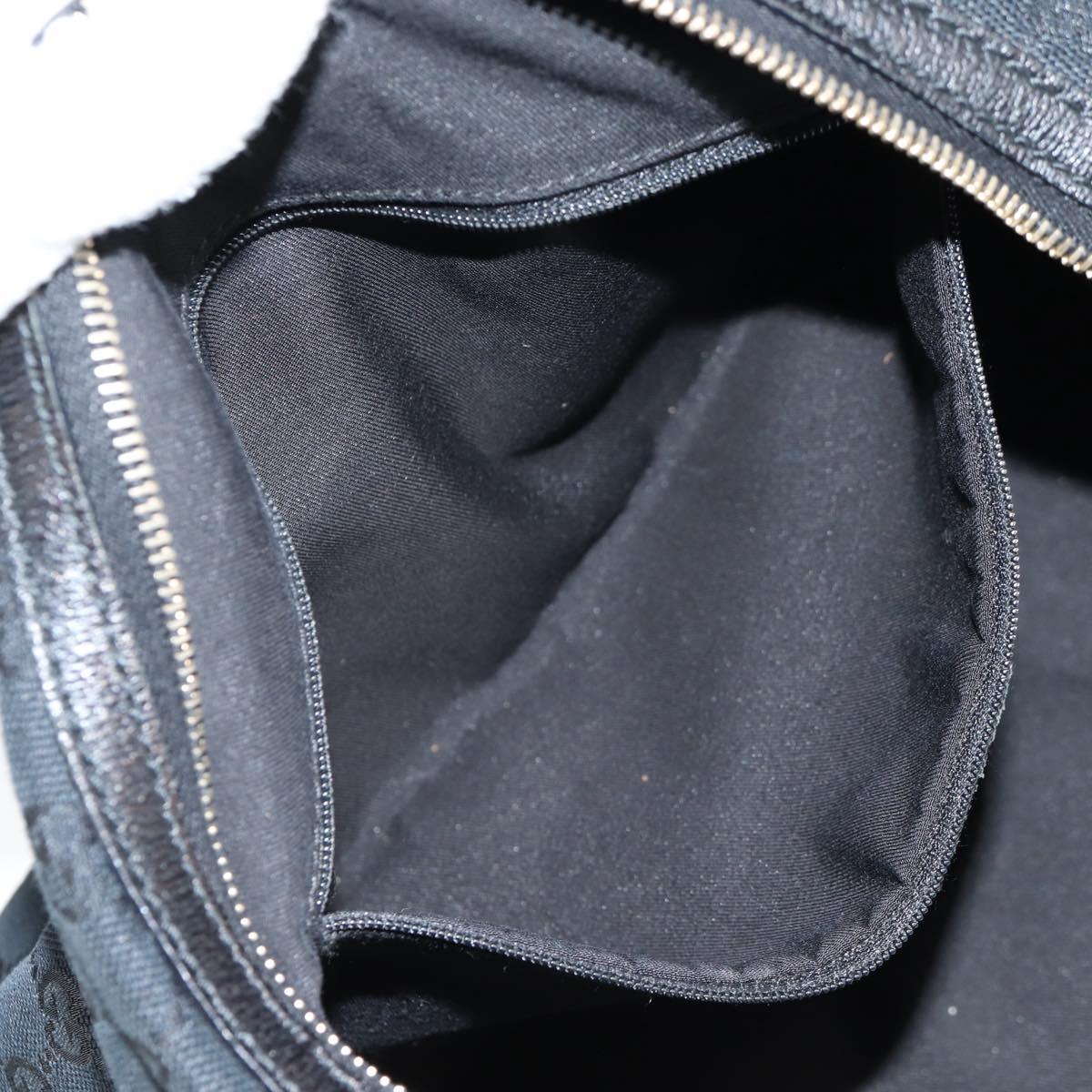 GUCCI GG Canvas Shoulder Bag Black Gold 146243 Auth 124500V