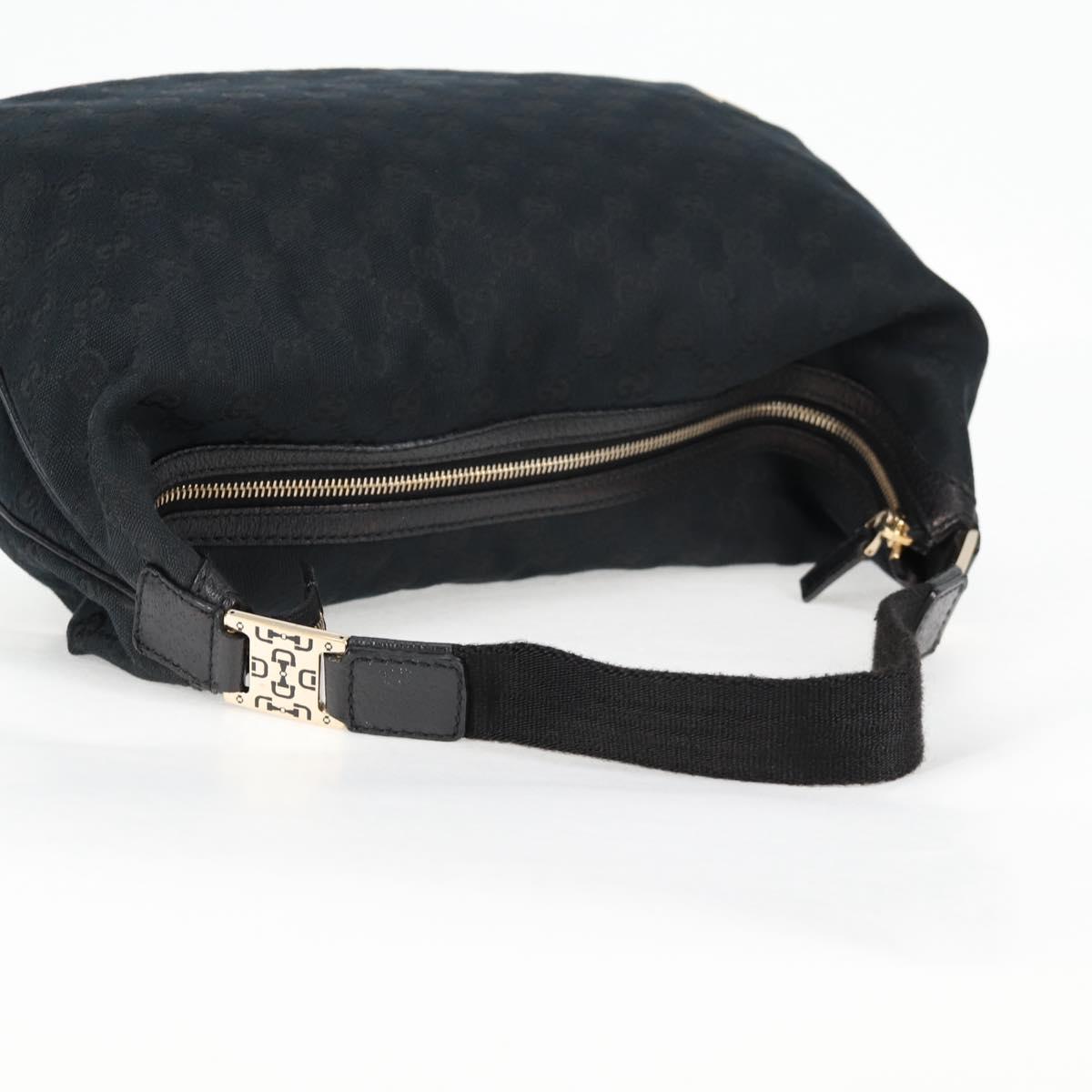GUCCI GG Canvas Shoulder Bag Black Gold 146243 Auth 124500V