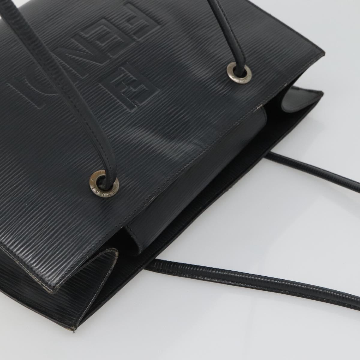 FENDI Shoulder Bag Leather Black Auth 124503