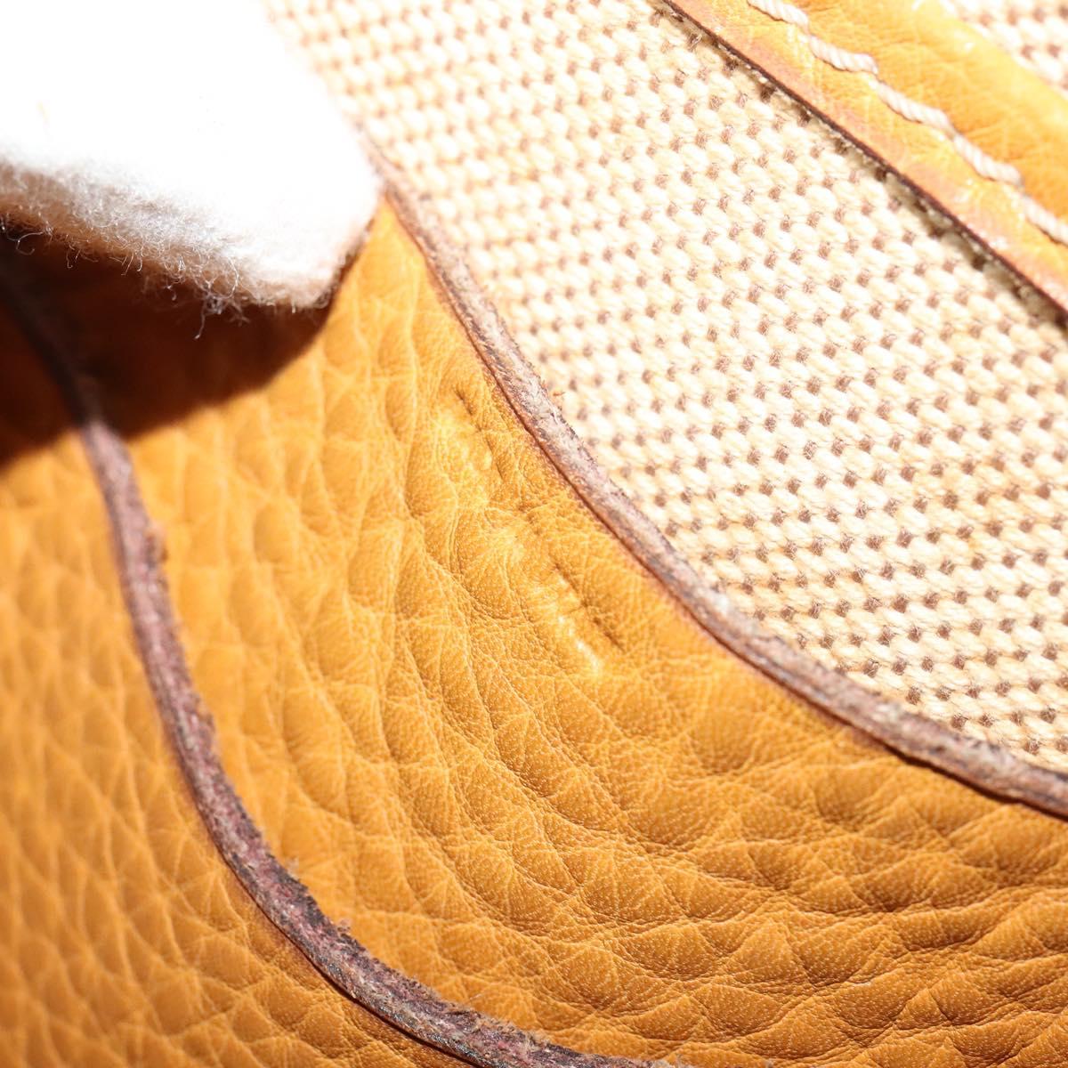 CELINE Hand Bag Leather 2way Yellow Auth 124515