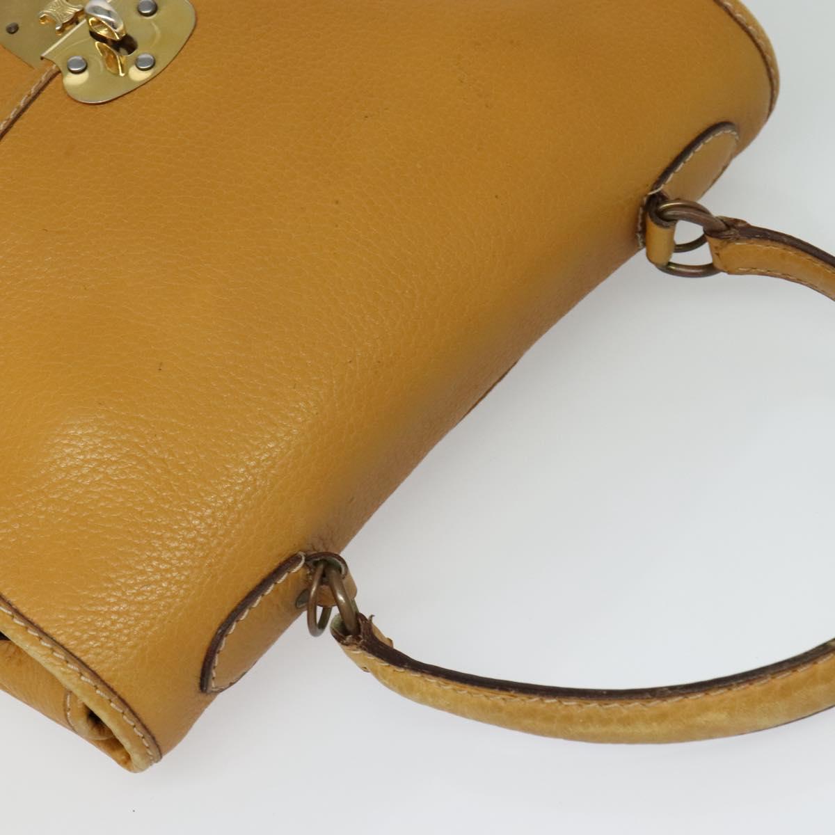 CELINE Hand Bag Leather 2way Yellow Auth 124515
