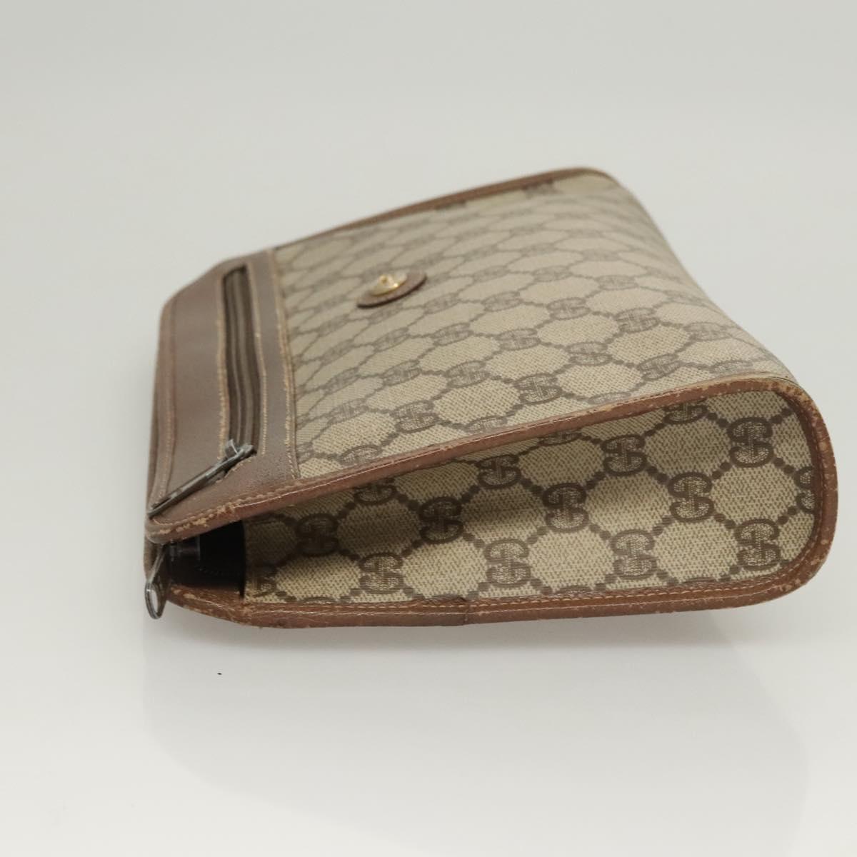 GUCCI GG Supreme Clutch Bag PVC Beige 97 01 037 Auth 124518