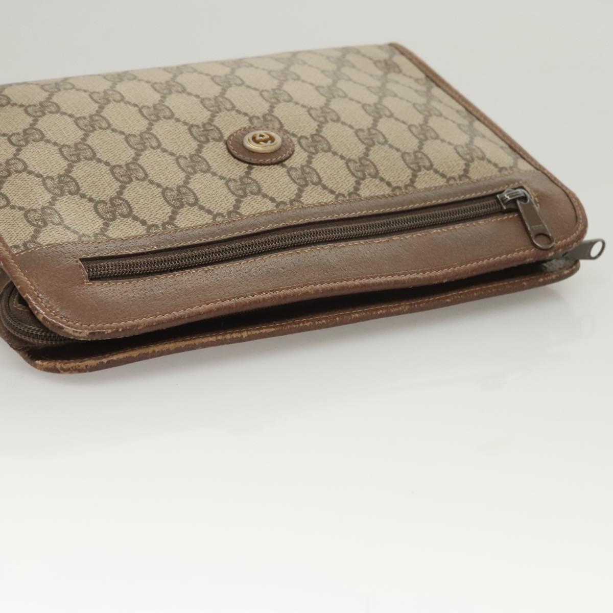 GUCCI GG Supreme Clutch Bag PVC Beige 97 01 037 Auth 124518