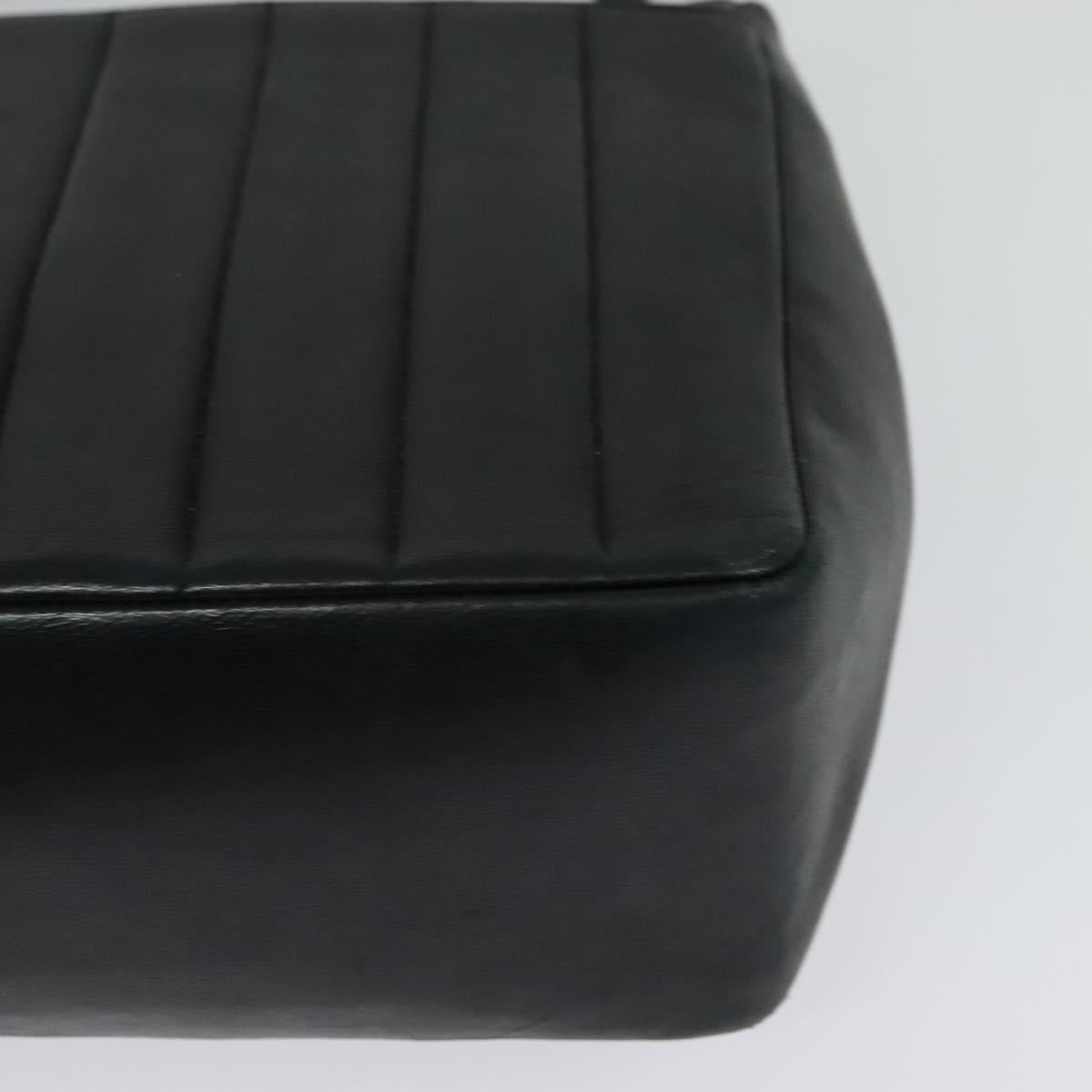 CHANEL Matelasse Mademoiselle Shoulder Bag Lamb Skin Black Gold CC Auth 124522