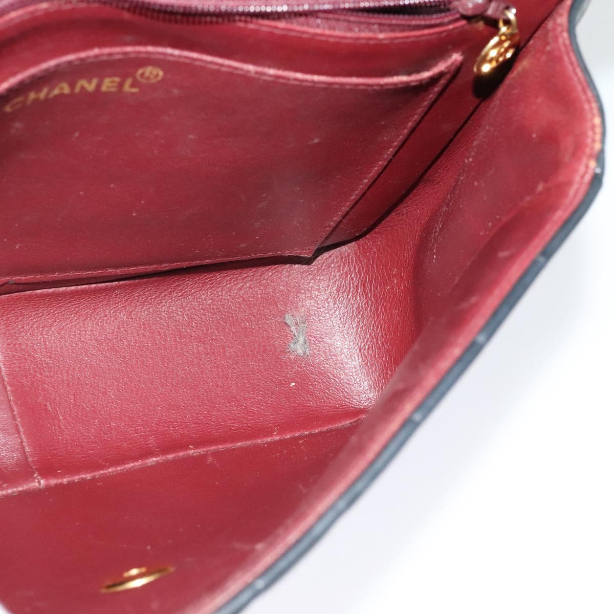 CHANEL Matelasse Mademoiselle Shoulder Bag Lamb Skin Black Gold CC Auth 124522