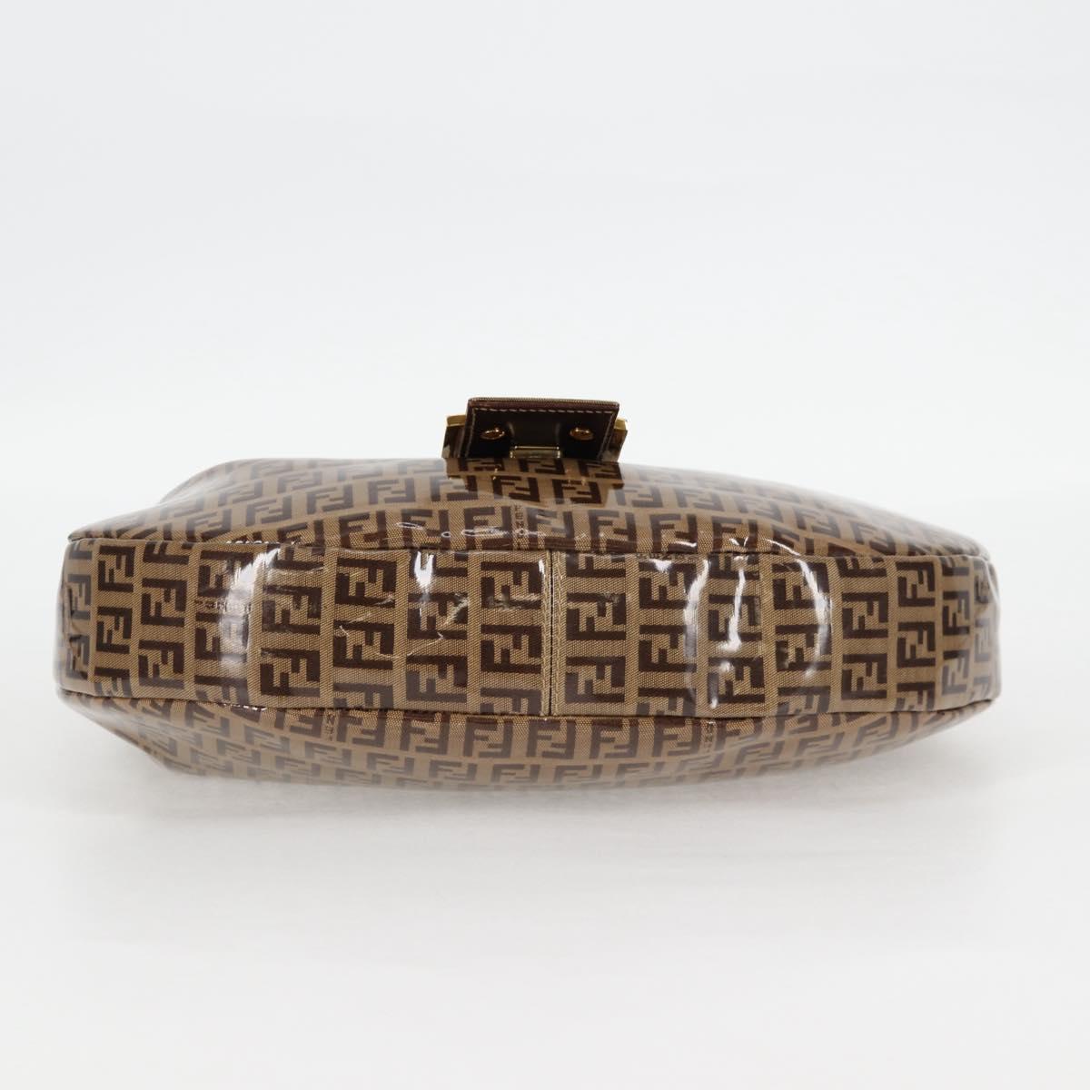 FENDI Zucchino Canvas Croissant Shoulder Bag Brown Auth 124539V