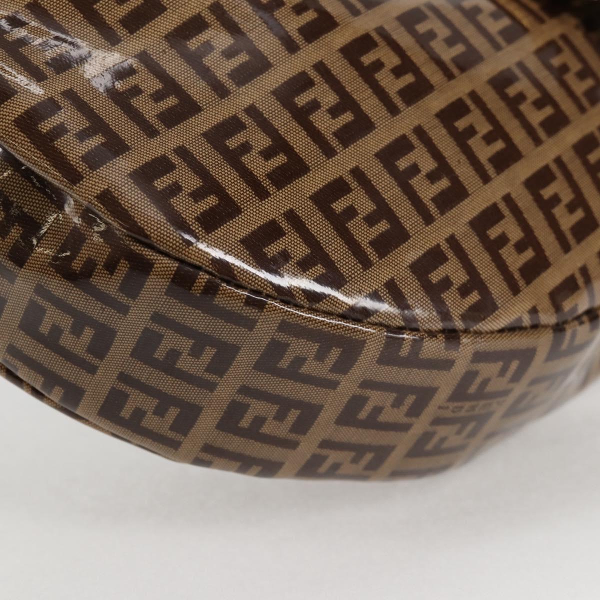 FENDI Zucchino Canvas Croissant Shoulder Bag Brown Auth 124539V