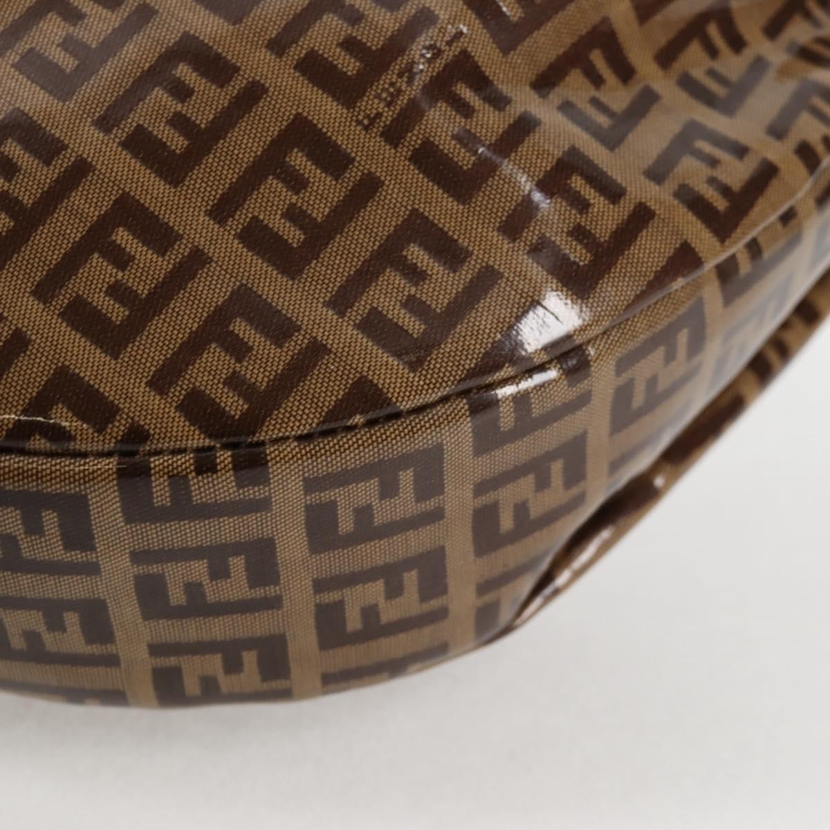 FENDI Zucchino Canvas Croissant Shoulder Bag Brown Auth 124539V
