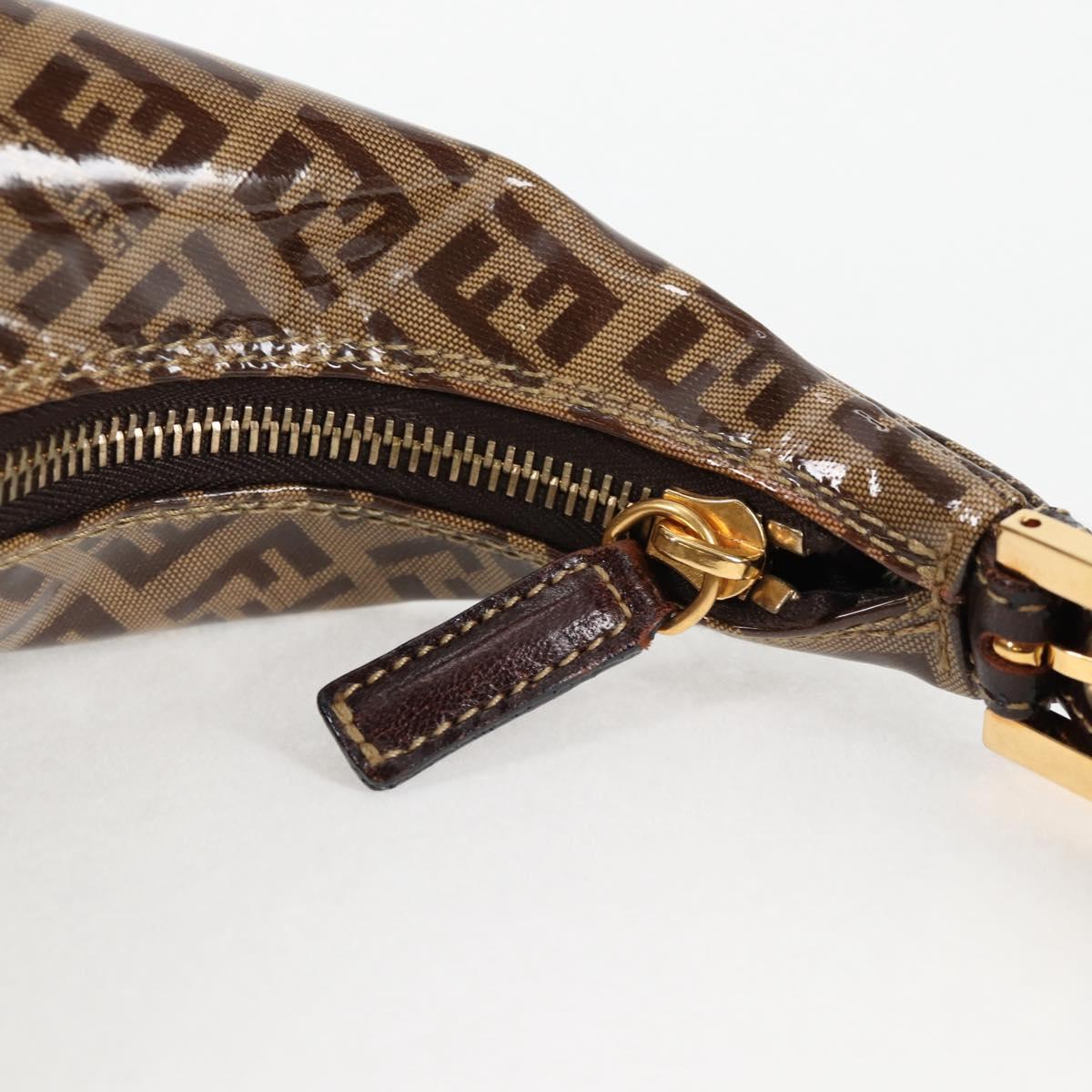 FENDI Zucchino Canvas Croissant Shoulder Bag Brown Auth 124539V