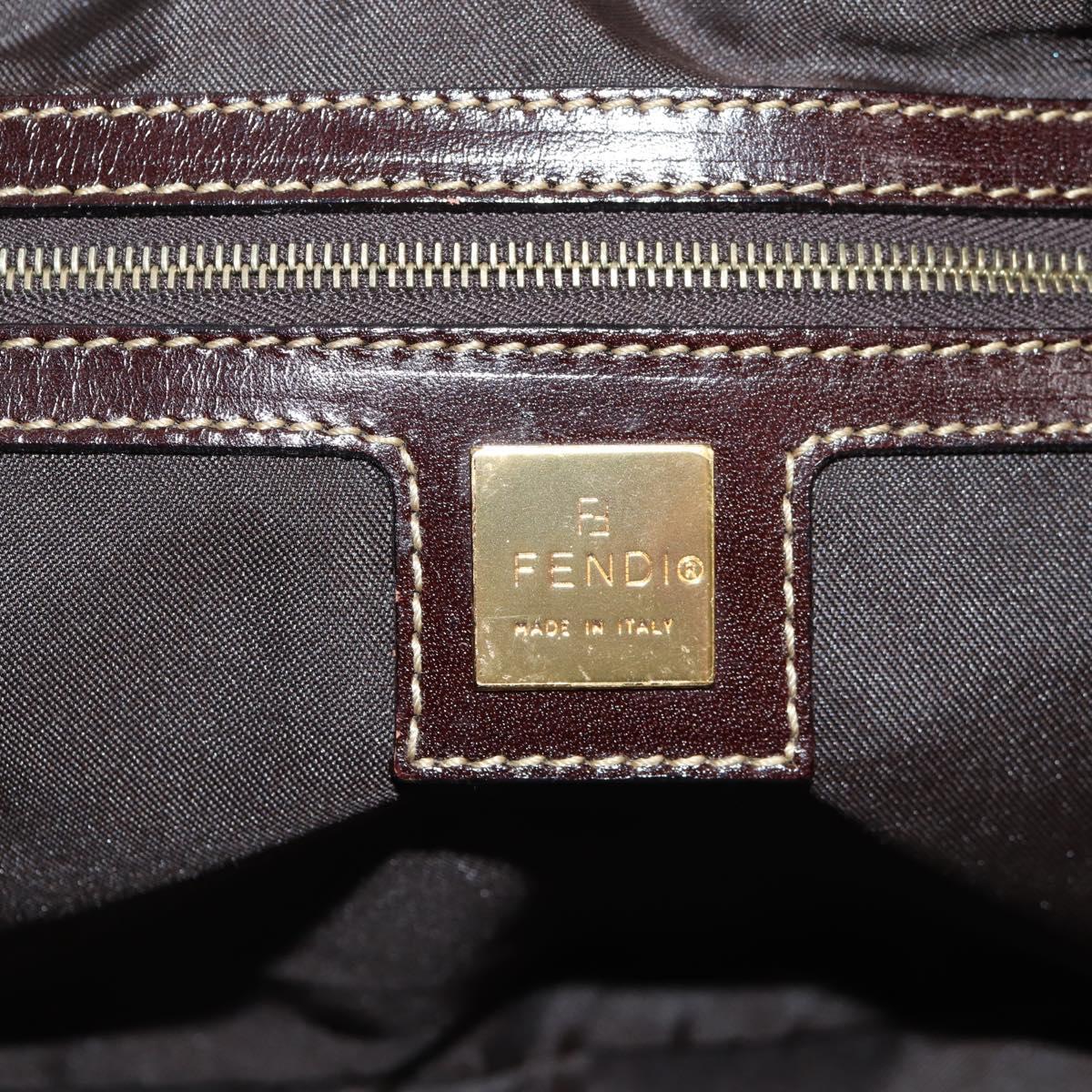 FENDI Zucchino Canvas Croissant Shoulder Bag Brown Auth 124539V