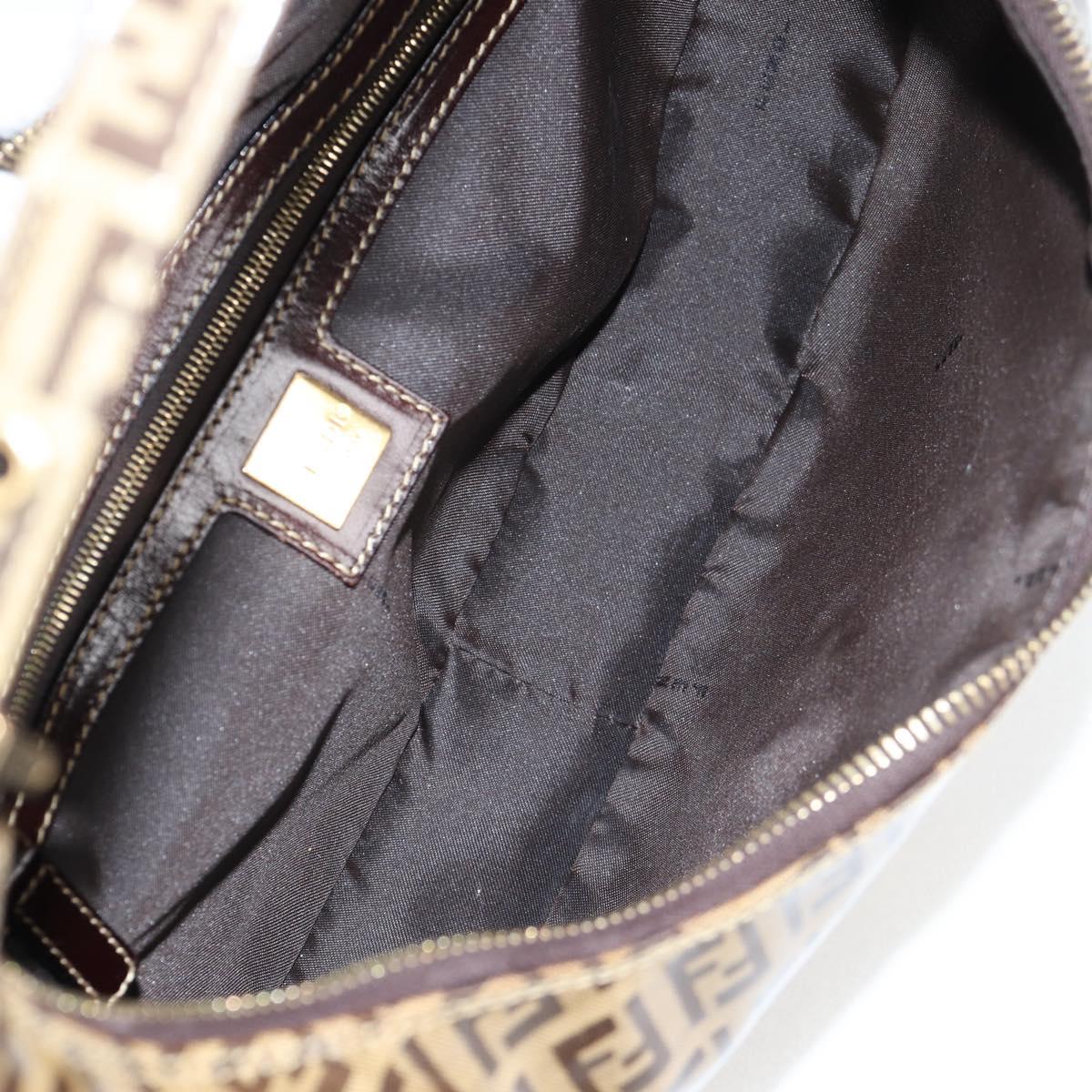 FENDI Zucchino Canvas Croissant Shoulder Bag Brown Auth 124539V