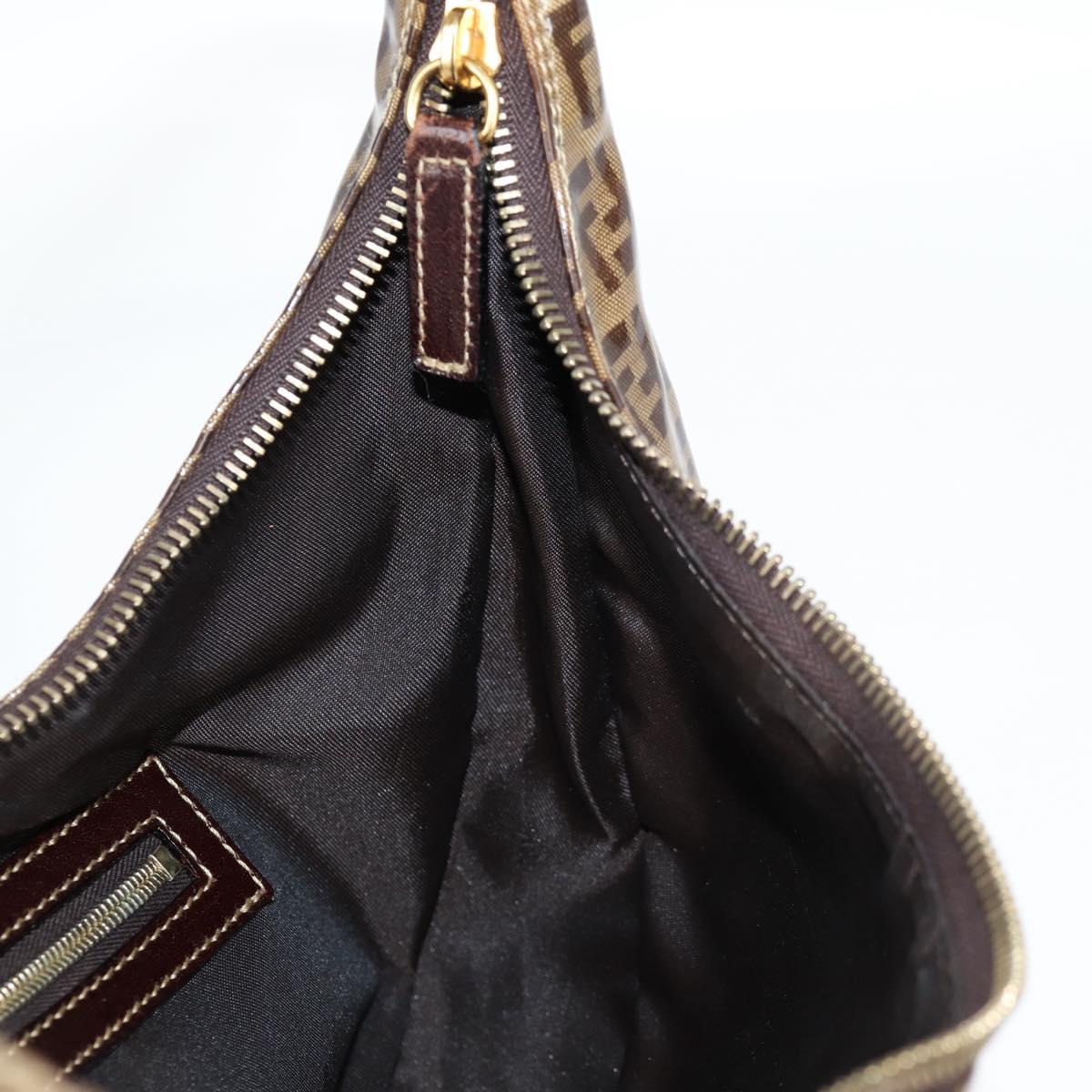 FENDI Zucchino Canvas Croissant Shoulder Bag Brown Auth 124539V