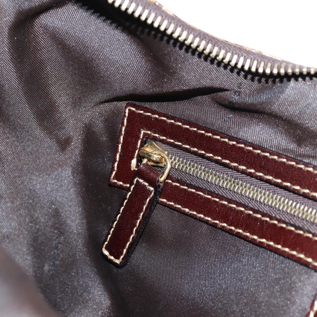 FENDI Zucchino Canvas Croissant Shoulder Bag Brown Auth 124539V