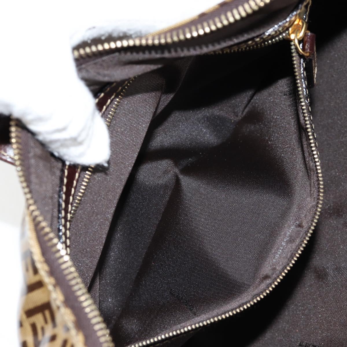 FENDI Zucchino Canvas Croissant Shoulder Bag Brown Auth 124539V