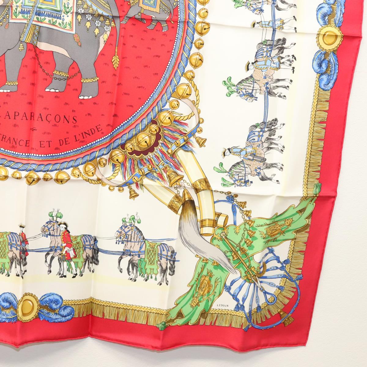 HERMES Carre 90 Scarf ""CAPARACONS DE LA FRANCE ET DE L'INDE"" Silk Auth 124561