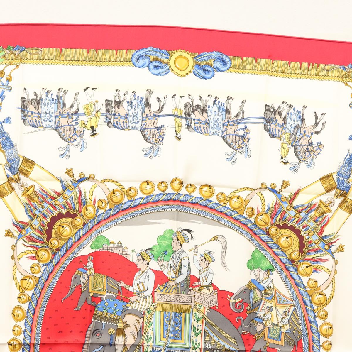 HERMES Carre 90 Scarf ""CAPARACONS DE LA FRANCE ET DE L'INDE"" Silk Auth 124561