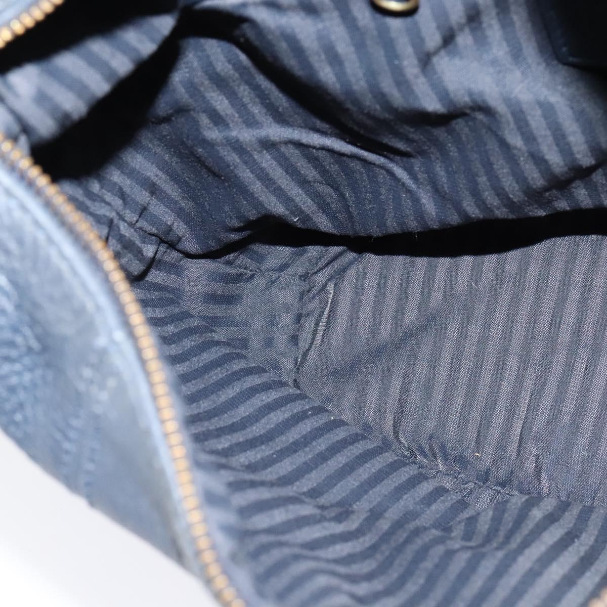 Coach Shoulder Bag Leather Navy Gold Auth 124594