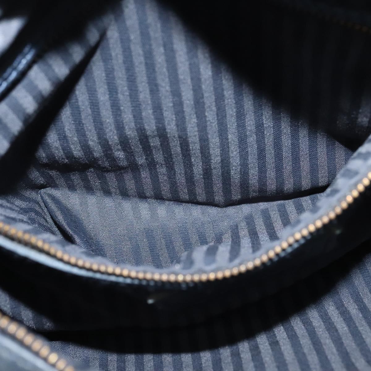 Coach Shoulder Bag Leather Navy Gold Auth 124594