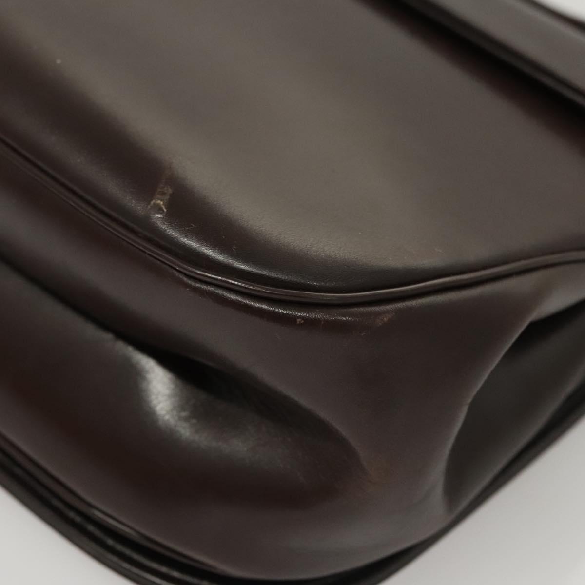 Christian Dior Hand Bag Leather 2way Brown Gold Auth 124602