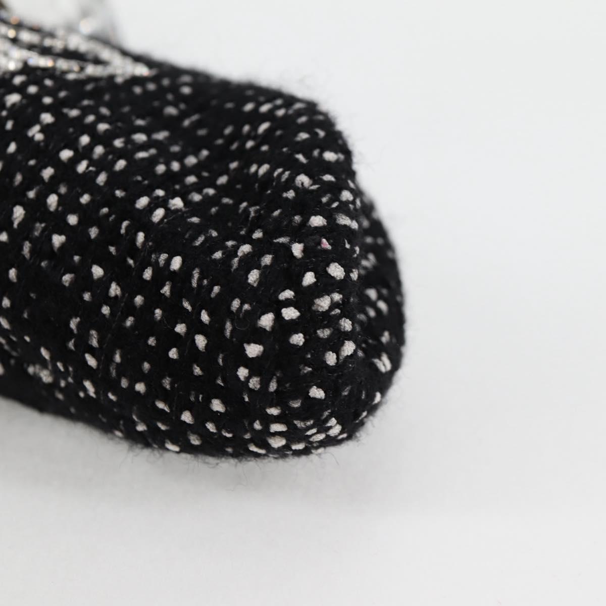 CHANEL Clutch Bag Tweed Black Gold CC Auth 124606AV