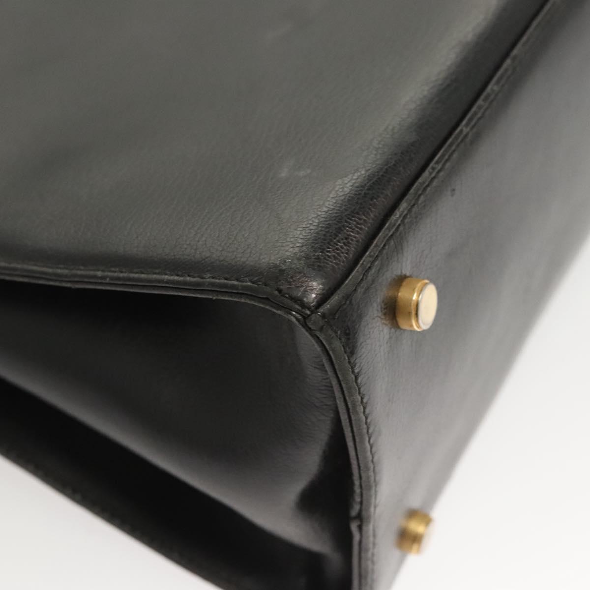 Salvatore Ferragamo Gancini Shoulder Bag Leather Black Gold Auth 124607