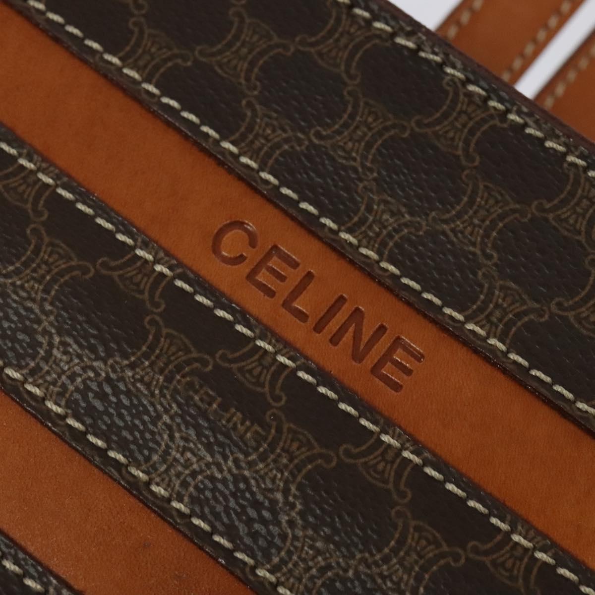 CELINE Macadam Canvas Backpack PVC Leather Brown Gold Auth 124609