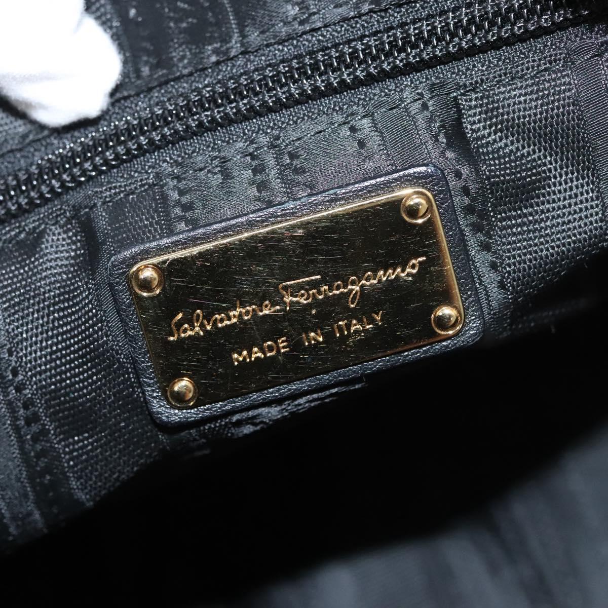Salvatore Ferragamo Gancini Shoulder Bag Leather Black Gold Auth 124617