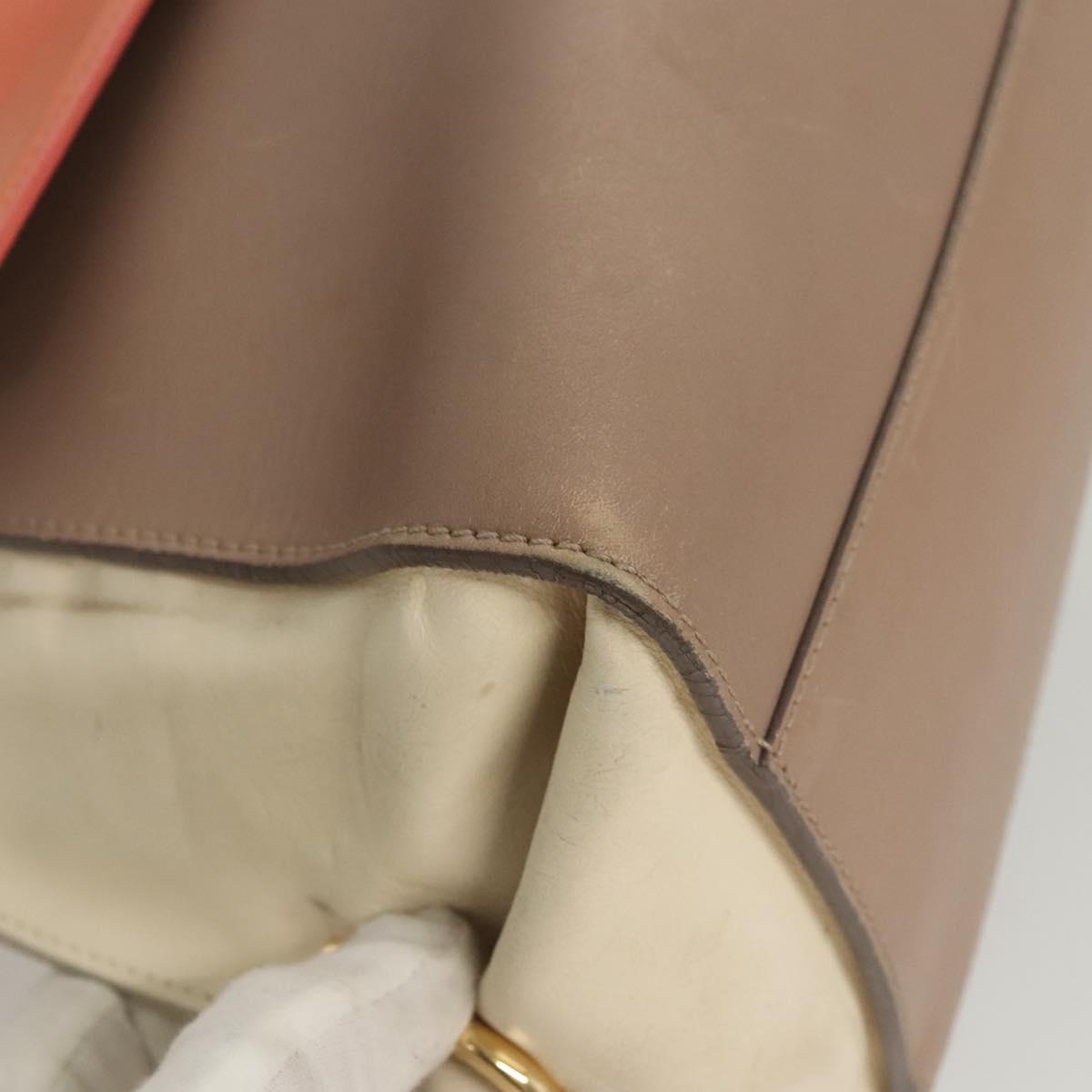 Salvatore Ferragamo Gancini Sofia Hand Bag Leather 2way Beige Gold Auth 124618