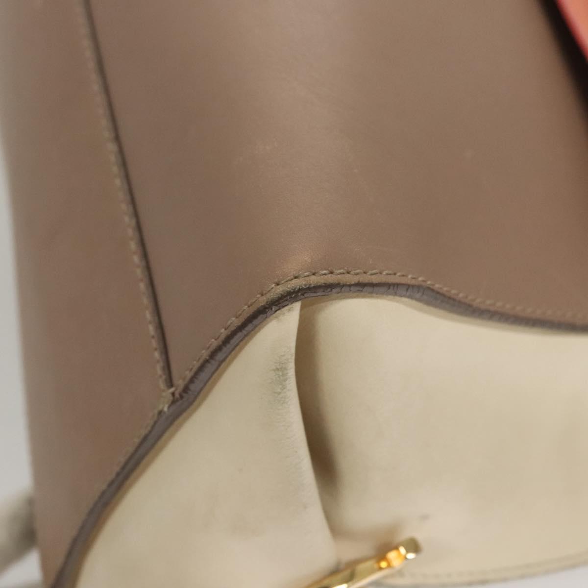 Salvatore Ferragamo Gancini Sofia Hand Bag Leather 2way Beige Gold Auth 124618