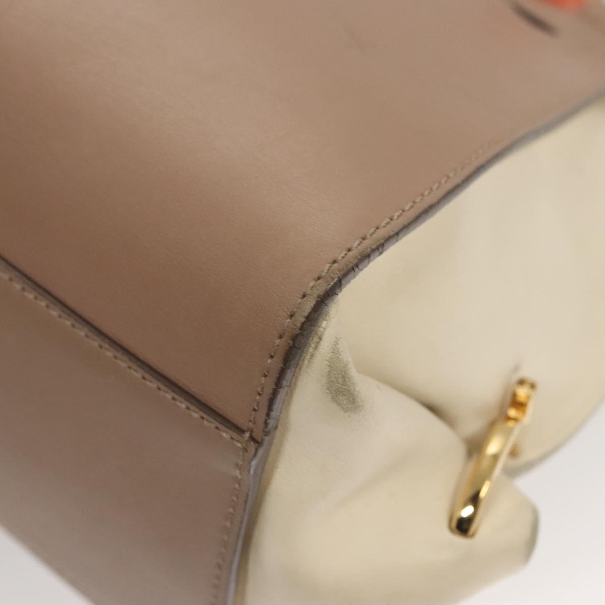 Salvatore Ferragamo Gancini Sofia Hand Bag Leather 2way Beige Gold Auth 124618