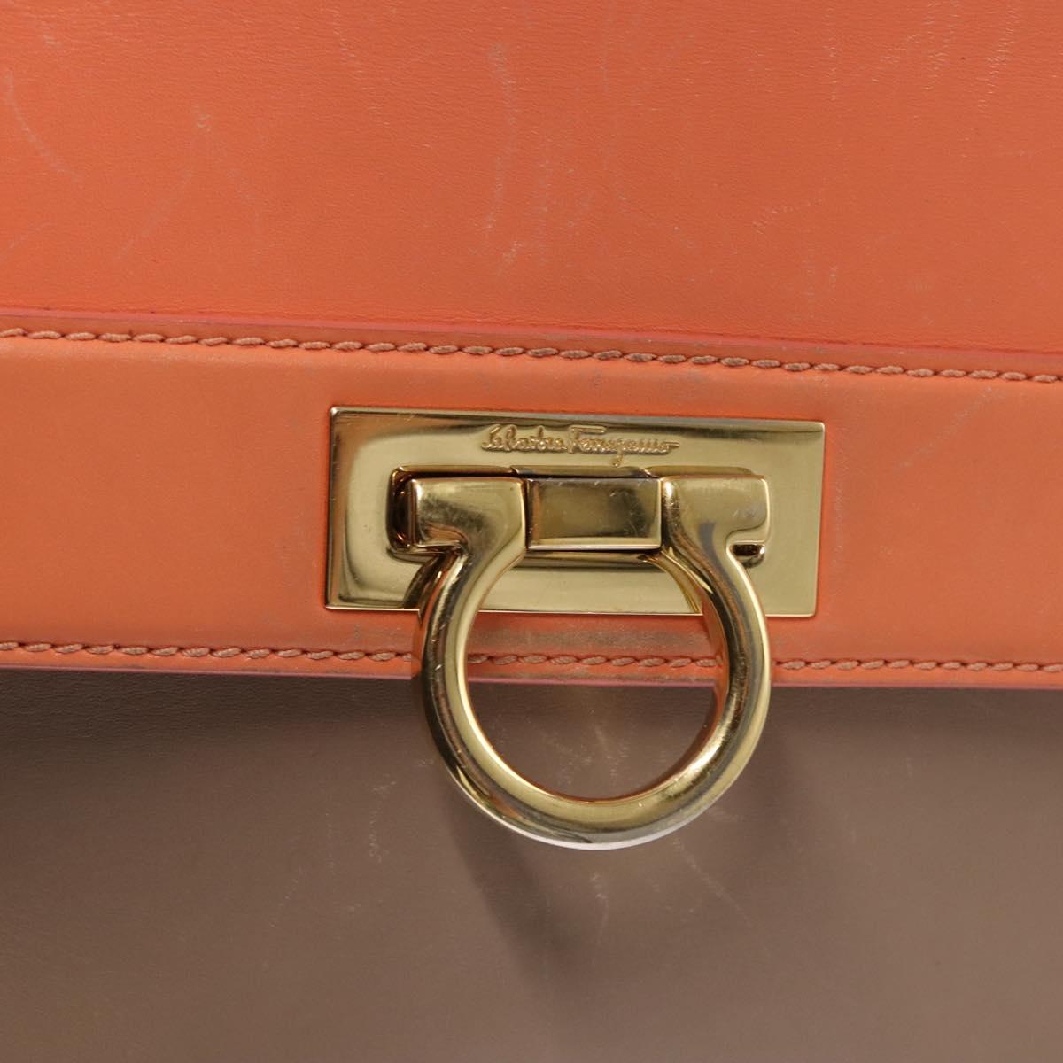 Salvatore Ferragamo Gancini Sofia Hand Bag Leather 2way Beige Gold Auth 124618
