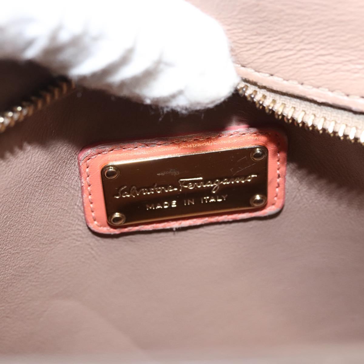 Salvatore Ferragamo Gancini Sofia Hand Bag Leather 2way Beige Gold Auth 124618