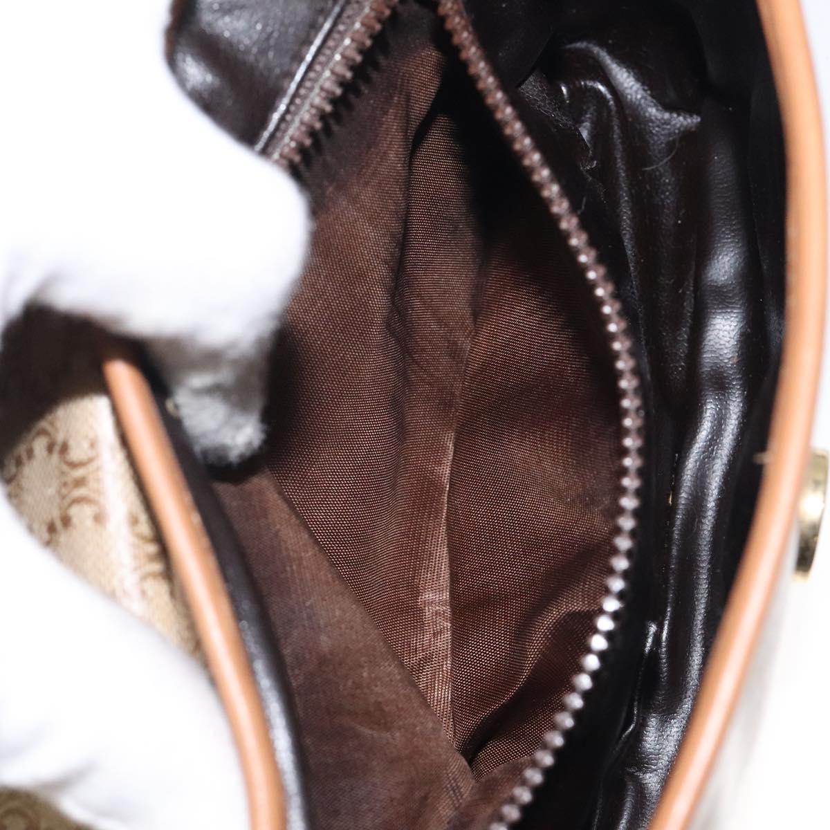 CELINE Macadam Canvas Shoulder Bag PVC Beige Gold Auth 124630