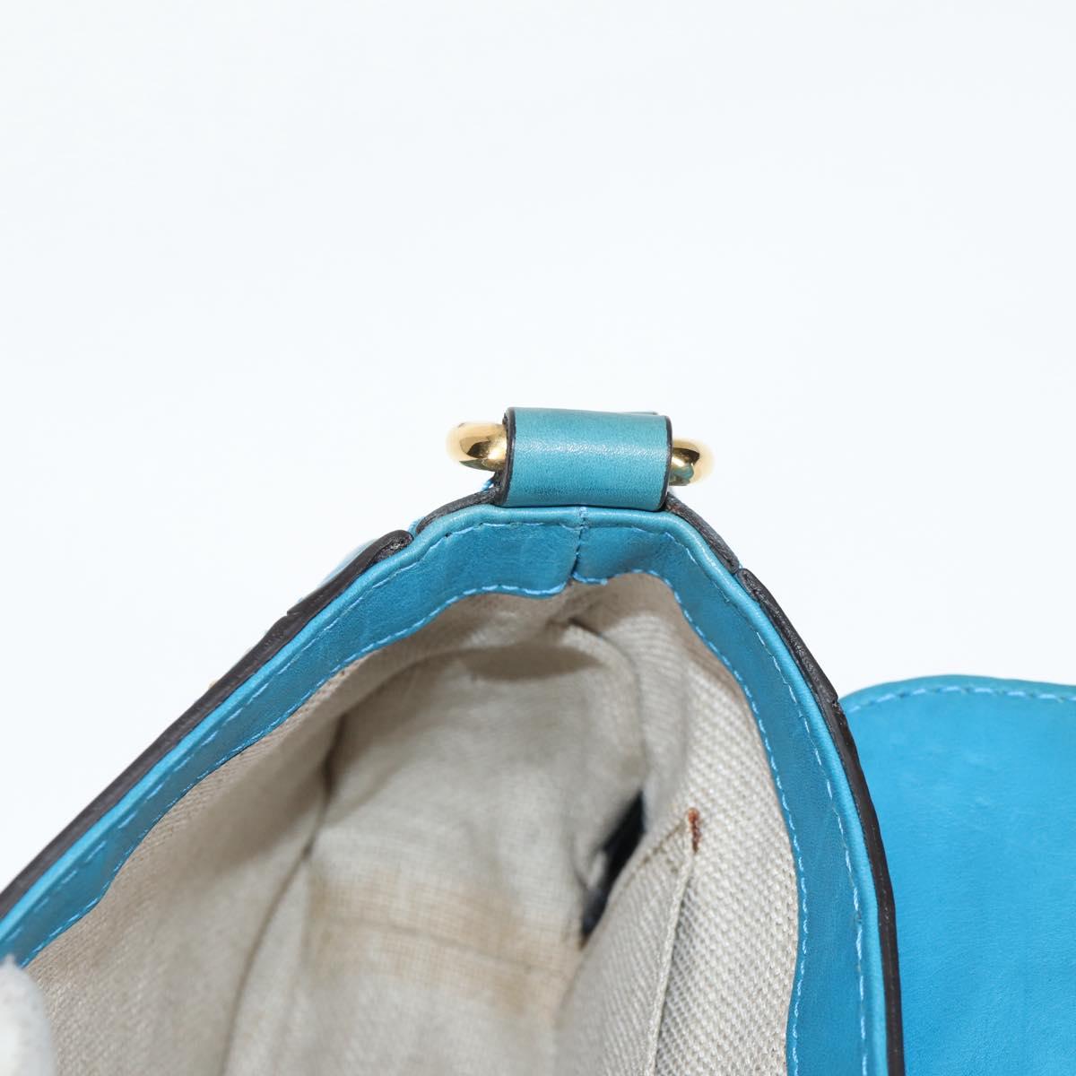 GUCCI Bamboo Shoulder Bag Leather Blue Gold 263956 Auth 124631V