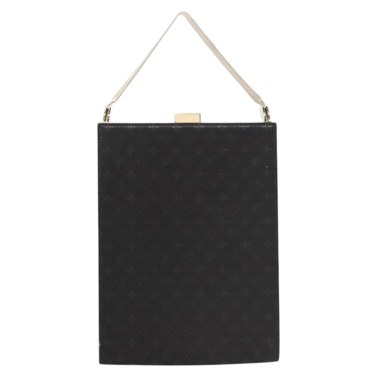 LOUIS VUITTON Monogram Satin Ange GM Hand Bag Black M92100 LV Auth 124640