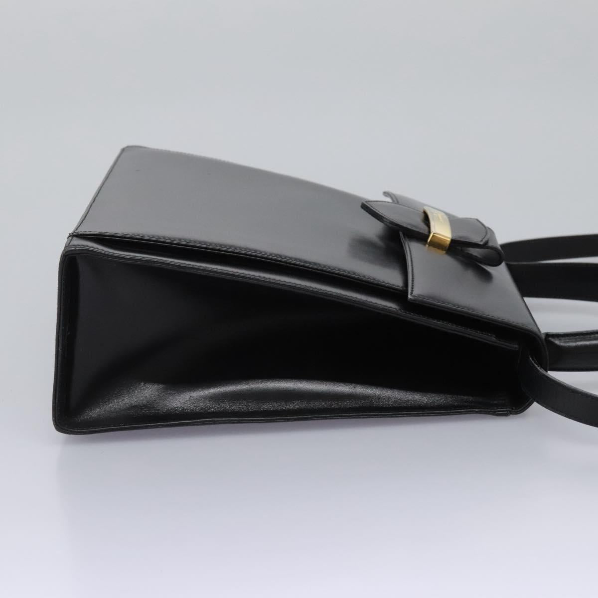 Salvatore Ferragamo Hand Bag Leather 2way Black Gold Auth 124649