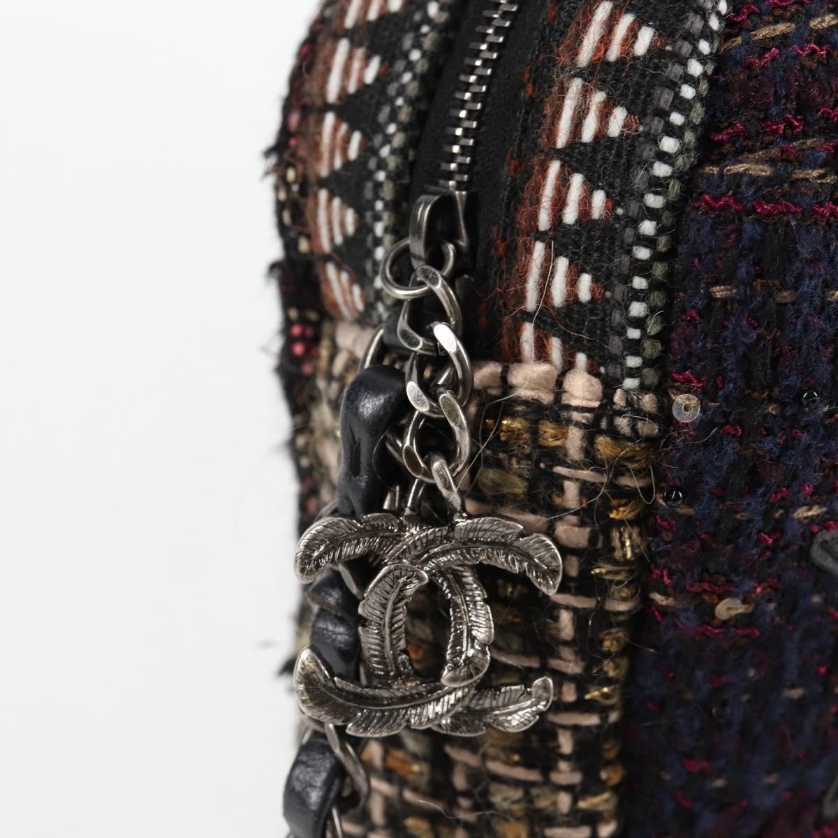CHANEL Chain Shoulder Bag Tweed Black CC Auth 124656AM