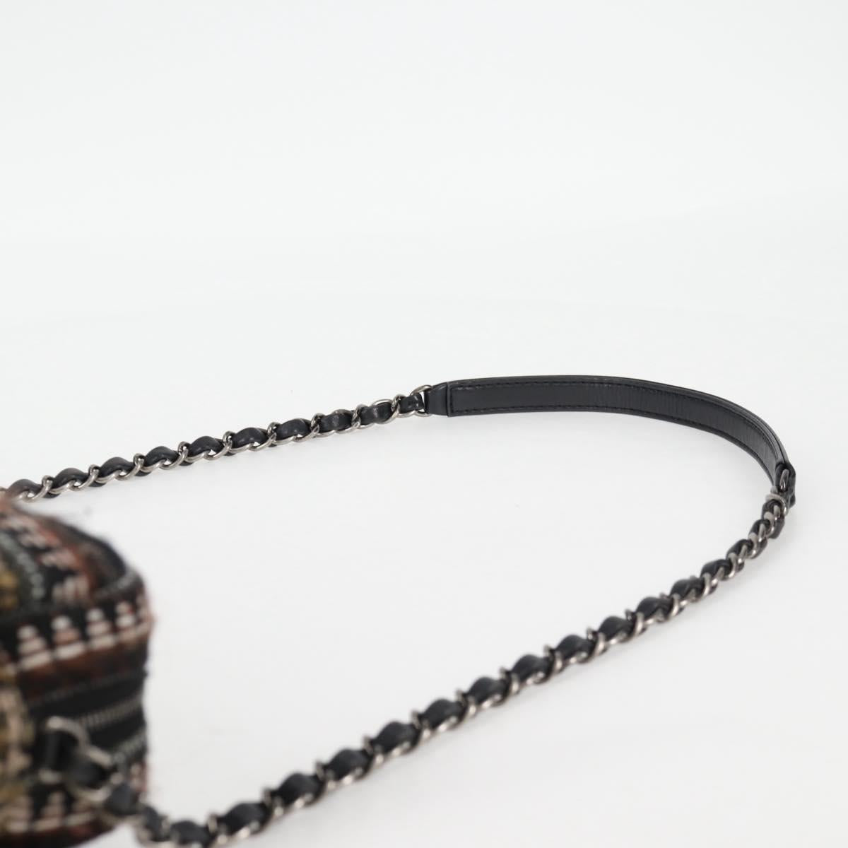 CHANEL Chain Shoulder Bag Tweed Black CC Auth 124656AM
