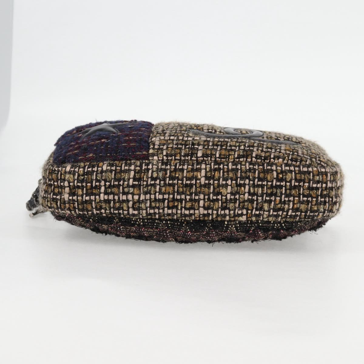 CHANEL Chain Shoulder Bag Tweed Black CC Auth 124656AM