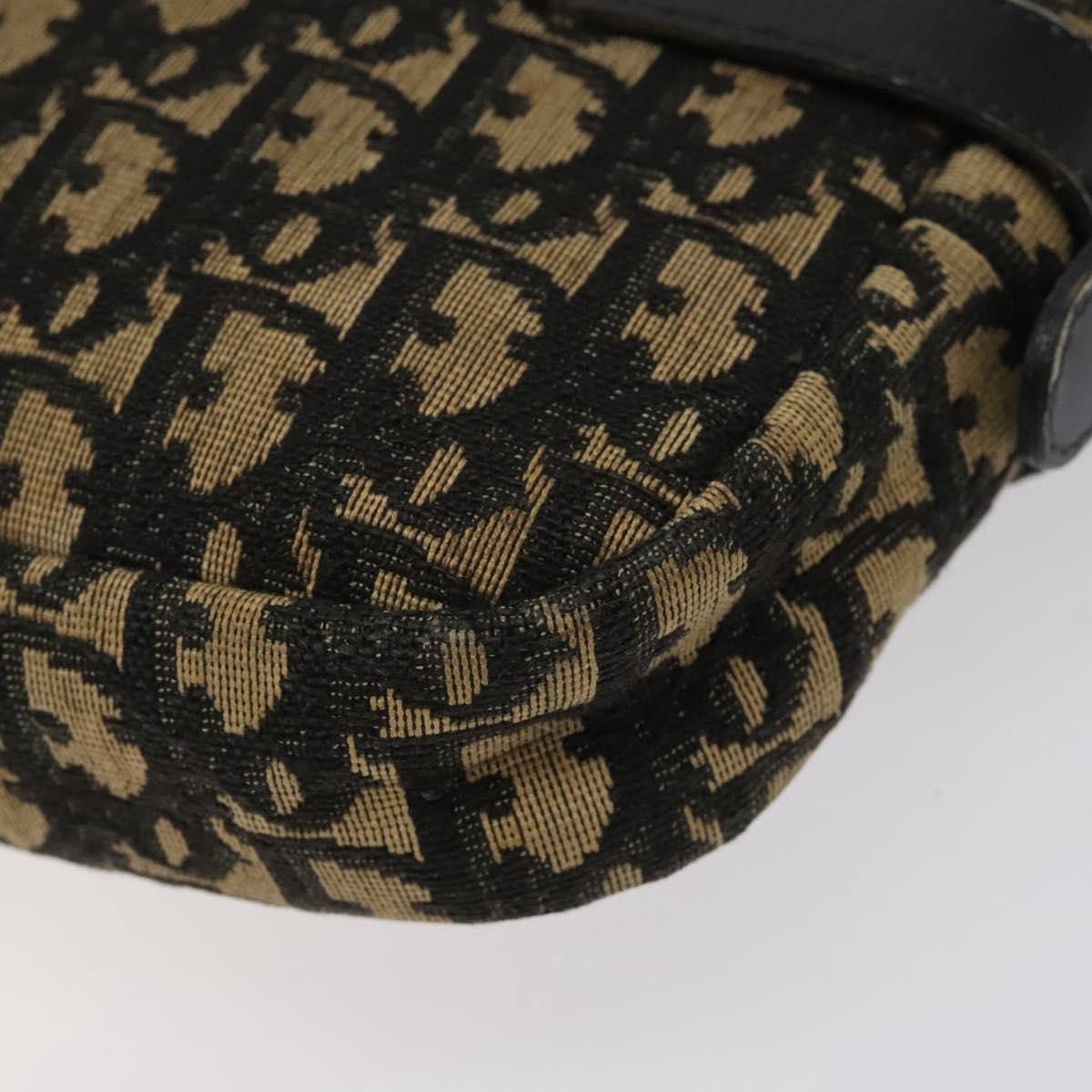 Christian Dior Trotter Canvas Shoulder Bag Black Gold Auth 124679