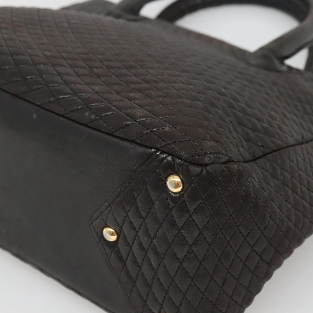 BALLY Hand Bag Leather Black Gold Auth 124686