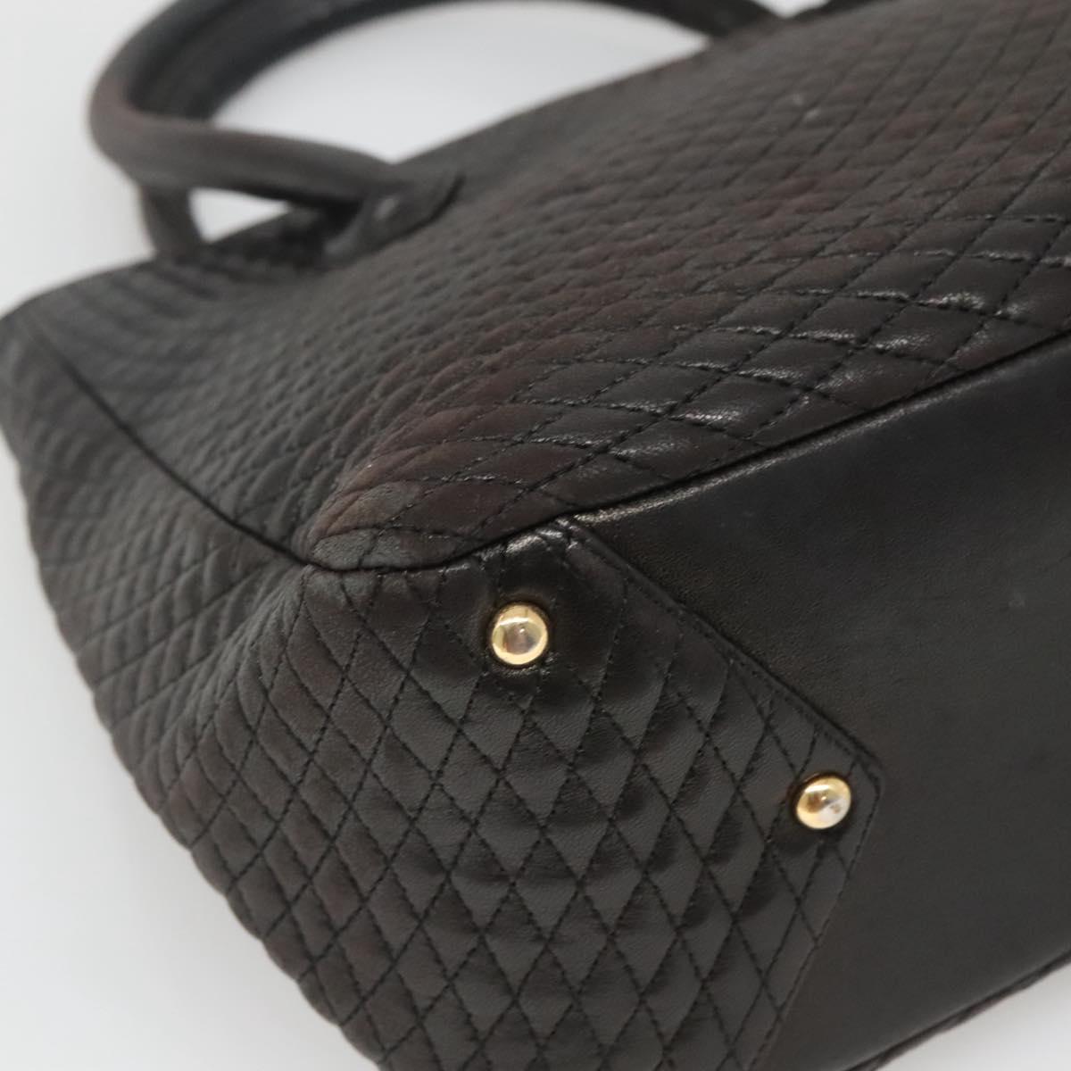 BALLY Hand Bag Leather Black Gold Auth 124686