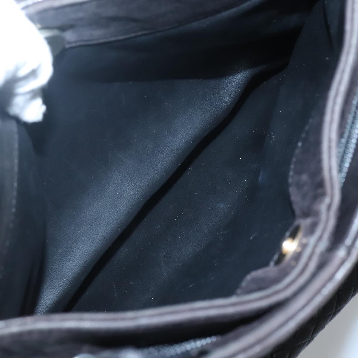 BALLY Hand Bag Leather Black Gold Auth 124686