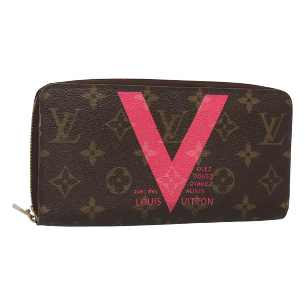 LOUIS VUITTON Monogram V Line Zippy Wallet Grunard Pink M60936 LV Auth 124716