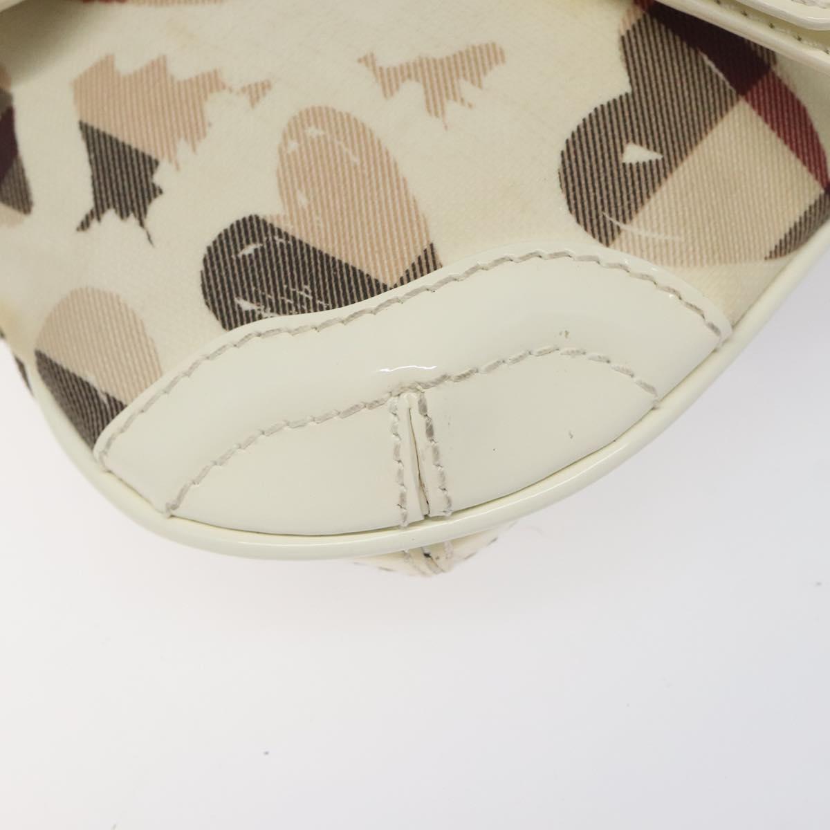 BURBERRY Shoulder Bag PVC Canvas Beige Silver Auth 124738