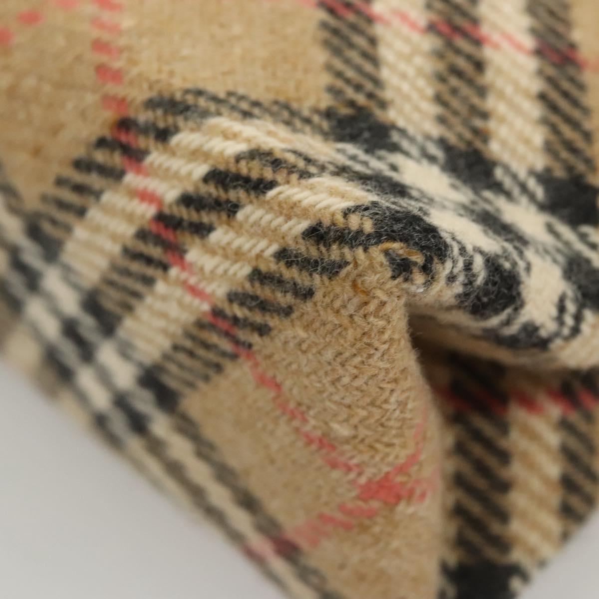 BURBERRY Nova Check Hand Bag Wool Beige Gold Auth 124760