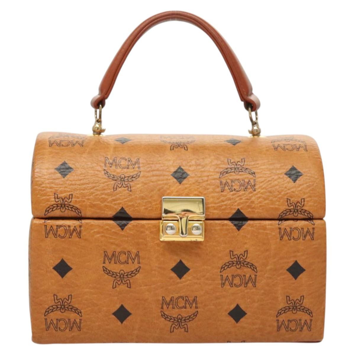 MCM Logogram Vicetos Hand Bag PVC Leather 2way Brown Gold Auth 124762A