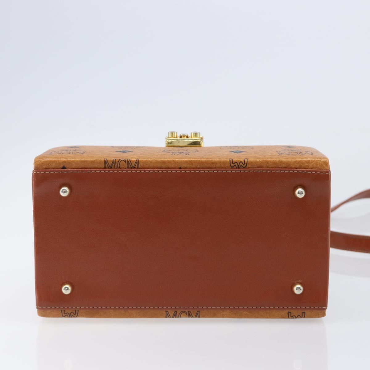 MCM Logogram Vicetos Shoulder Bag PVC Leather 2way Brown Gold Auth 124762A